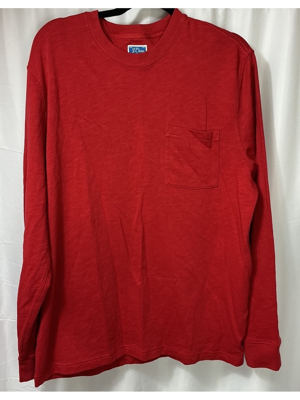J J.Crew Men’s L Red Long Sleeve Pocket T-Shirt 100% Cotton Re-Imagined casual